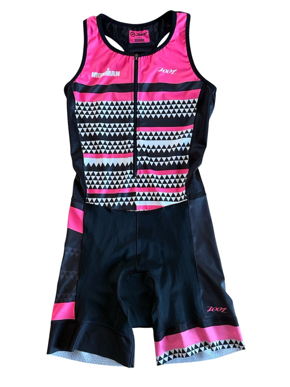 IRONMAN ZOOT WOMENS TRI AERO RACESUIT RACERBACK SLEEVELESS KIT PINK BLACK LARGE